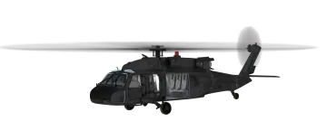 a black helicopter flying through the air