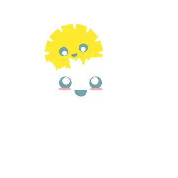 a white background with a yellow and blue lion face