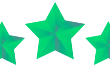 five green stars on white background