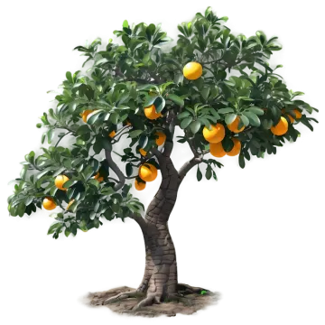 an orange tree on a white background