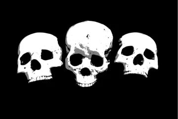three skulls on a black background