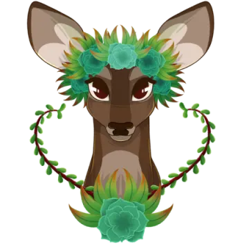 a deer with flowers on its head