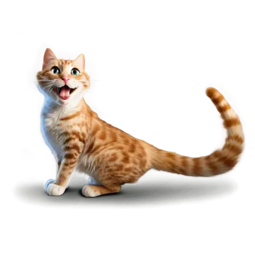 an orange and white cat standing on its hinds
