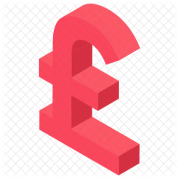 a red pound symbol on a white background