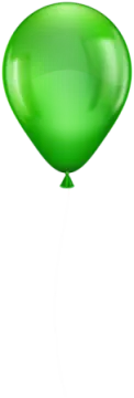 a green balloon floating in the air