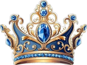 a crown with blue crystals on it
