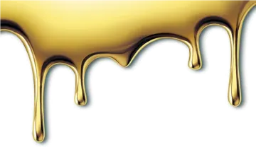 a dripping gold paint on a white background