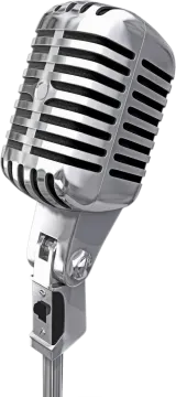 a silver microphone on a white background