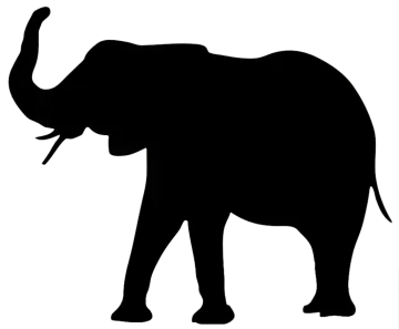an elephant silhouetted on a white background