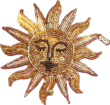 a sun made out of glass beads