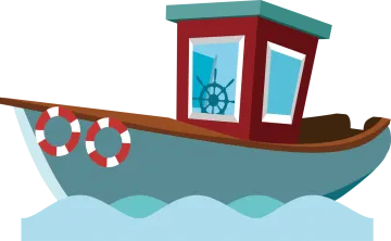 a boat with a life preserveer on it