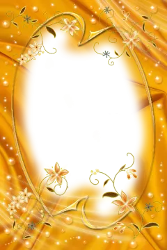 a gold background with flowers and leaves
