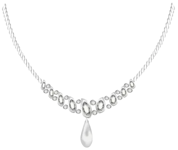 a white gold necklace with diamonds and a tear