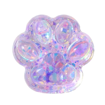 an image of a purple and white dog paw shaped glass bea