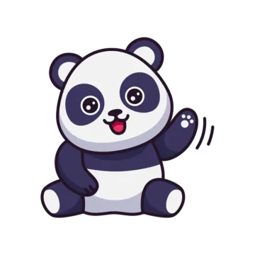 a cartoon panda bear sitting on the ground