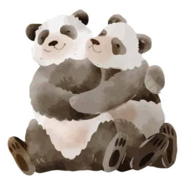 a couple of pandas sitting on the ground