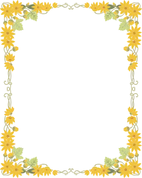 a frame with yellow flowers and leaves