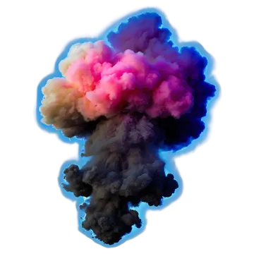 a cloud of colored smoke on a white background