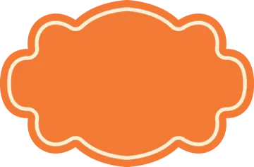 an orange label with a white border