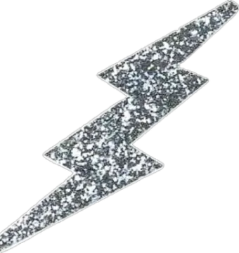 silver glitter lightning sticker