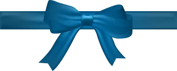 a blue ribbon with a bow