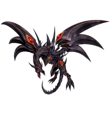 an image of a black dragon with red eyes