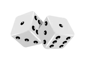 two white dice with black spots