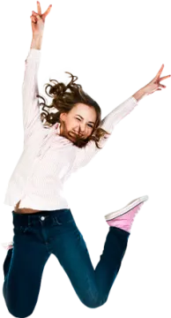 a woman jumping in the air