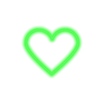 a neon heart on a white background