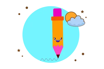 an illustration of a pencil with a cloud above it