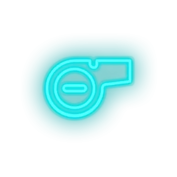 a blue neon sign on a white background