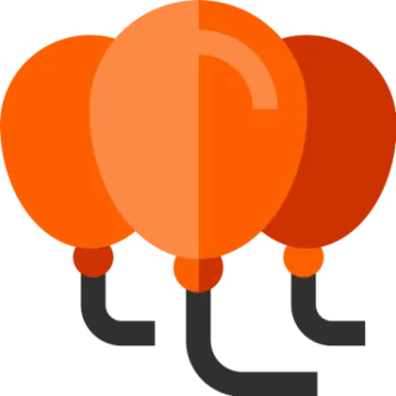 three orange balloons on a white background