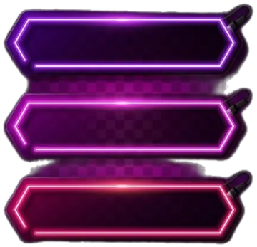 three purple neon signs on a white background