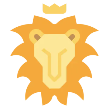 a lion head with a crown on top