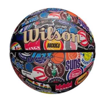 an image of a basketball ball covered with stickers