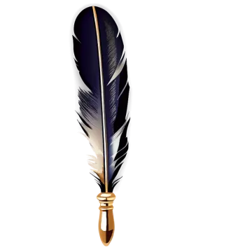 a black and gold feather on a white background