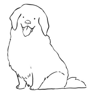 a black and white drawing of a dog