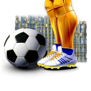 a soccer player standing next to a ball