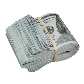a stack of money on a white background