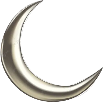 a silver crescent on a white background