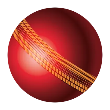 a red ball with gold stripes on it