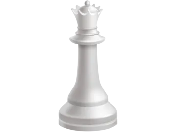 a white chess piece with a crown on top