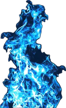a blue fire on a white background