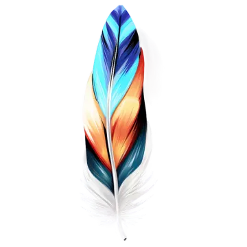 a colorful feather on a white background