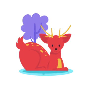 a red deer sitting on top of a snow covered ground