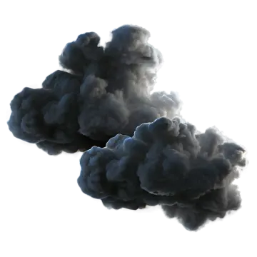 black smoke cloud isolated on white background