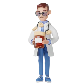 a 3d doctor holding a clipboard
