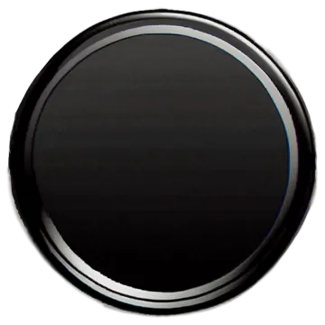 a black button on a white background