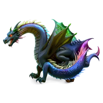 a blue and purple dragon sitting on a white surface