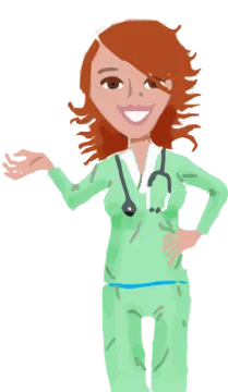 a woman in a green scrub suit